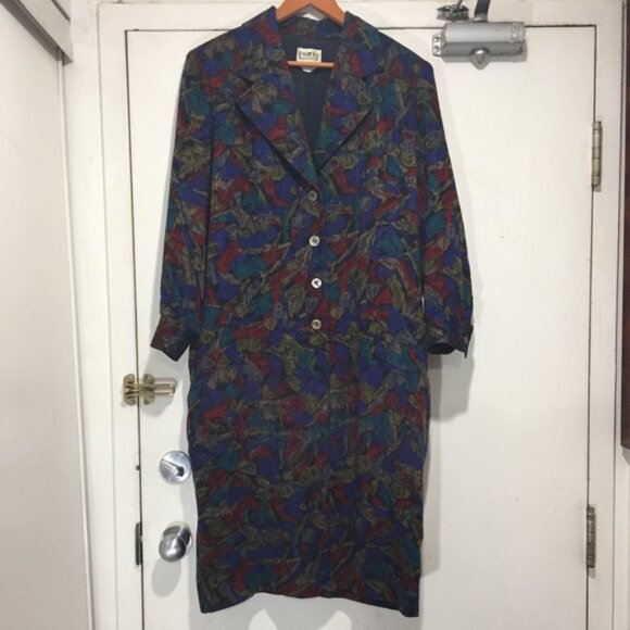 VINTAGE PORTS INTERNATIONAL MIDI BELTED DRESSES SIZE L - Picture 2 of 9